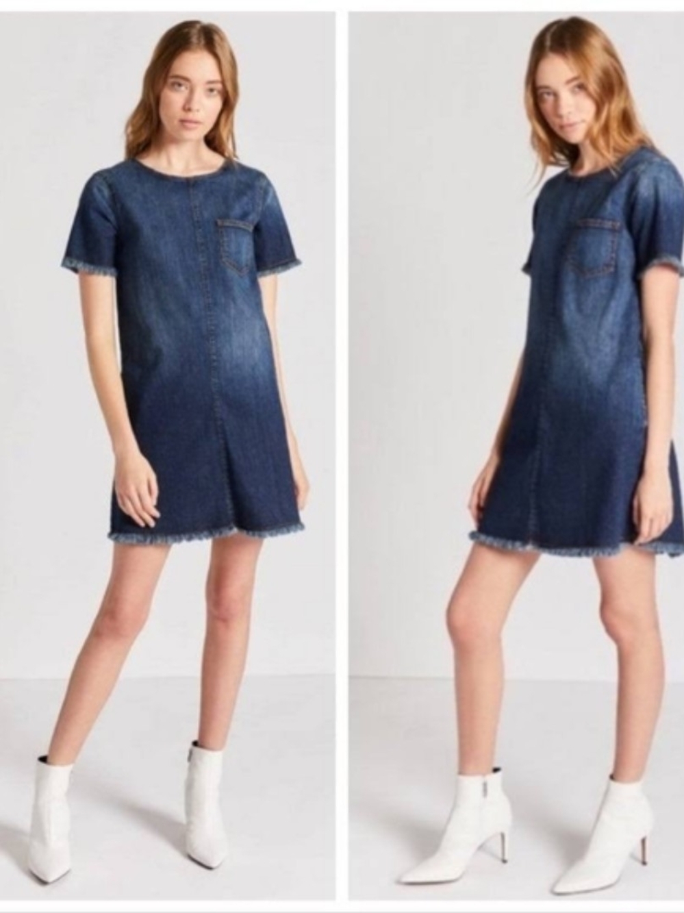 Current/Elliott Denim Short-Sleeve Shift Dress